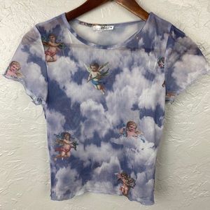 KTK Angel mesh shirt Y2K, size medium fits like small